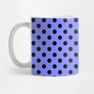 Black Polka Dots Pattern on Blue Background Mug